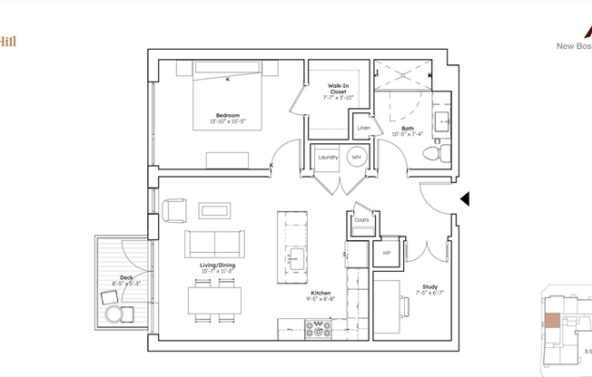 1 bed, 1 bath, 814 sqft, $3,500, Unit 506