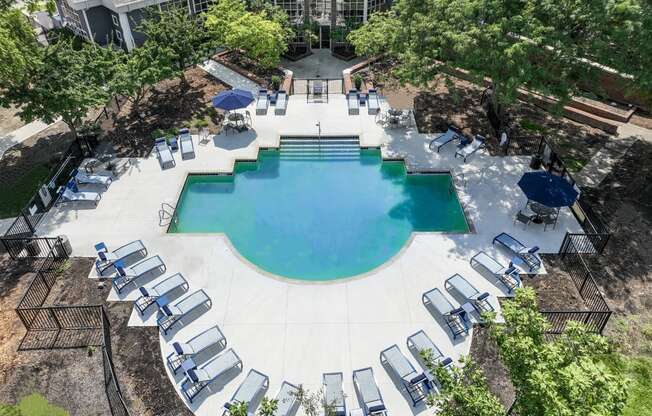 Aerial Pool View at Sawmill Village Apartments