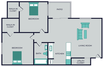 2 beds, 1 bath, 760 sqft, $840