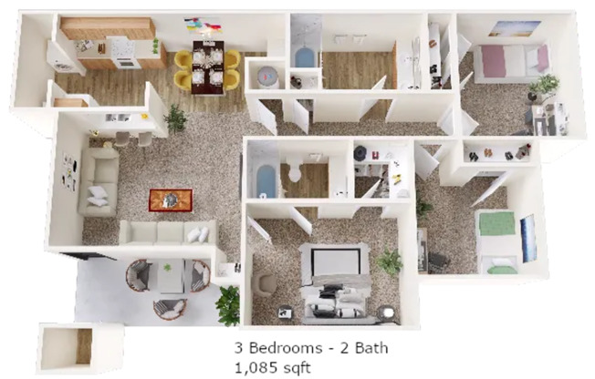 3 beds, 2 baths, 1,085 sqft, $1,250, Unit 15-1522