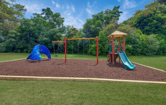 a playground in a grass field