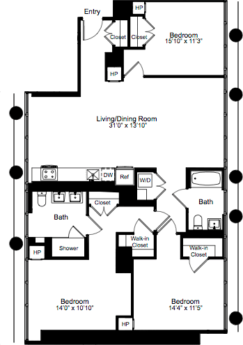 3 beds, 2 baths, 1,500 sqft, $11,647, Unit 15A