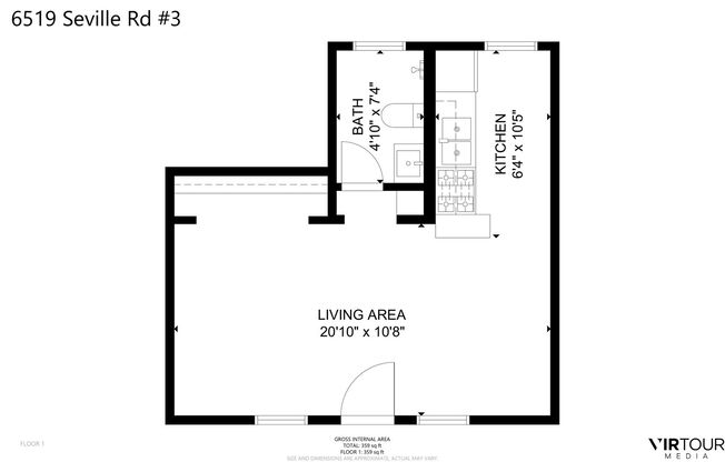 Studio, 1 bath, 600 sqft, $2,257.2, Unit 3