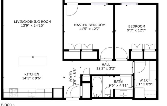 2 beds, 1 bath, 800 sqft, $1,799