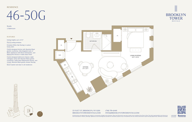 Studio, 1 bath, $4,785, Unit 48G