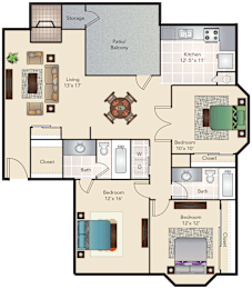 3 beds, 2 baths, 1,277 sqft, $2,061