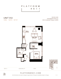 1 bed, 1 bath, 615 sqft, $2,400