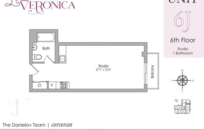 Studio, 1 bath, $2,421, Unit 6J