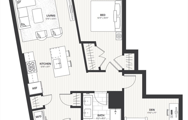 1 bed, 1 bath, 836 sqft, $4,250, Unit 413
