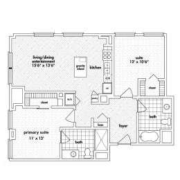 2 beds, 2 baths, 1,155 sqft, $3,080