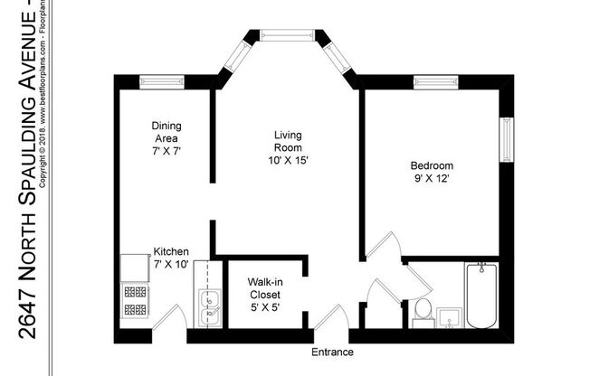 1 bed, 1 bath, 569 sqft, $1,650, Unit 2647-2W