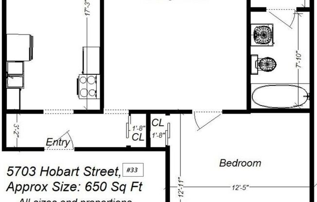 1 bed, 1 bath, 580 sqft, $1,499, Unit 5703 Hobart St. #33