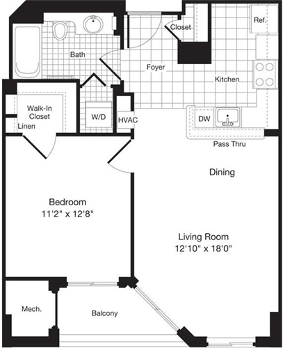 1 bed, 1 bath, 659 sqft, $2,484