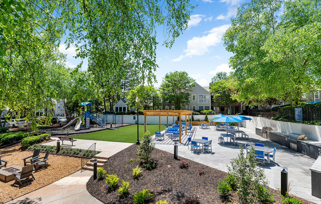 Amenity Area with Fire Pit, Seating and Playground