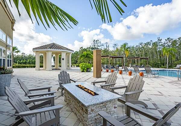 The Gate Apartments Fire Pit overlooking Pool area