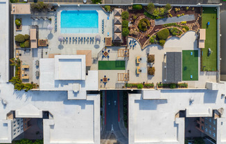 Aerial shot of pool pavilion