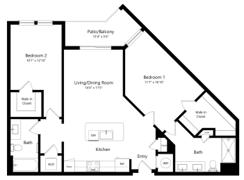 2 beds, 2 baths, 1,180 sqft, $2,536