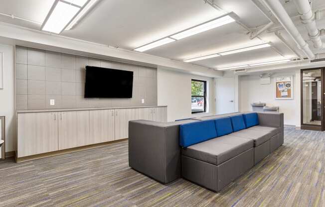 a room with couches and a television