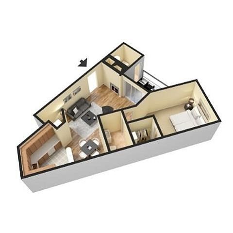 1 bed, 1 bath, 800 sqft, $1,119