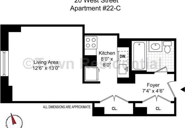 Studio, 1 bath, 450 sqft, $2,900, Unit 22-C