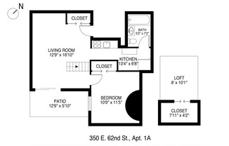 1 bed, 1 bath, 750 sqft, $4,400, Unit 1