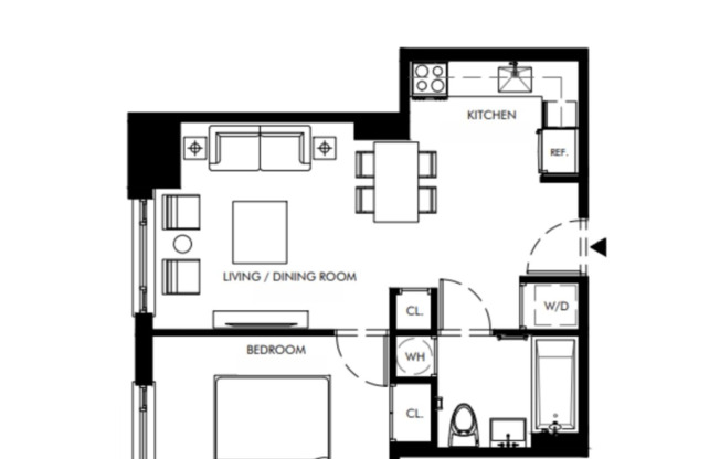 1 bed, 1 bath, $2,803, Unit 402