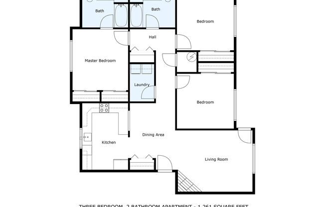 3 beds, 2 baths, 1,261 sqft, $2,249, Unit I-48