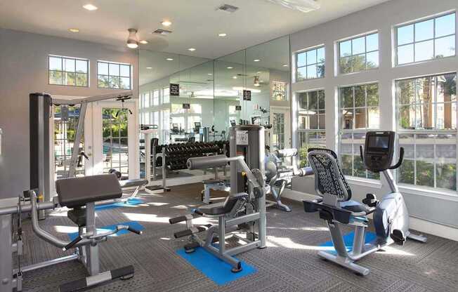 Fitness studio with weight machines