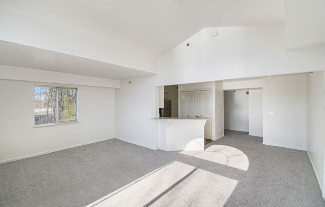 Cathedral ceilings and an enlarged living room with extra windows at Brentwood Park Apartments, La Vista, Nebraska
