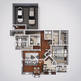 2 beds, 2 baths, 1,377 sqft, $2,473