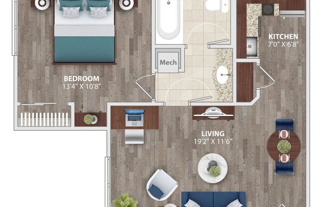 1 bed, 1 bath, 583 sqft, $1,180, Unit 104