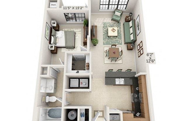 1 bed, 1 bath, 764 sqft, $1,626