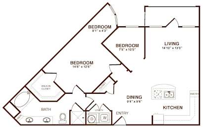 1 bed, 1 bath, 996 sqft, $1,777