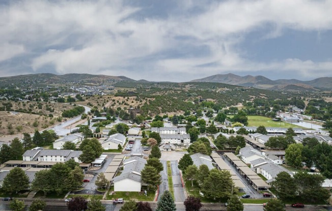 an aerial view of a neighborhood with houses and trees at Kirkwood Meadows, Pocatello, ID 83201