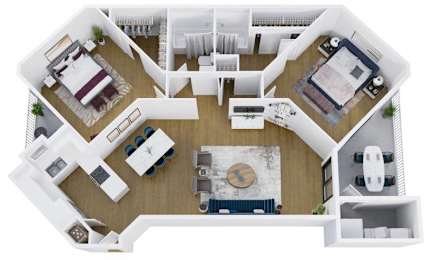 2 beds, 2 baths, 977 sqft, $1,365