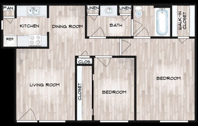 2 beds, 1 bath, 854 sqft, $1,020