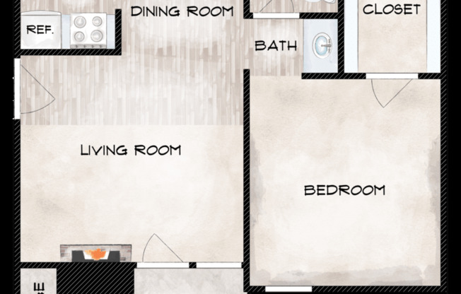 1 bed, 1 bath, 485 sqft, $1,014