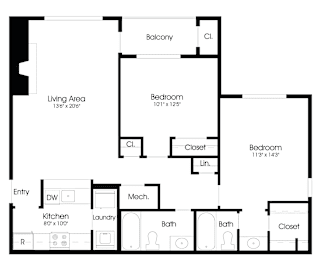2 beds, 2 baths, 950 sqft, $2,327