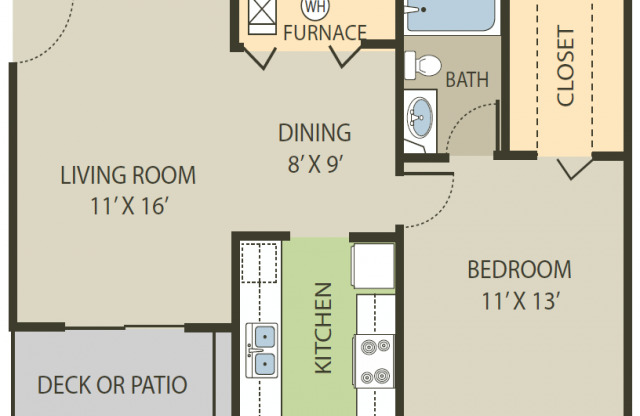 1 bed, 1 bath, 642 sqft, $1,290