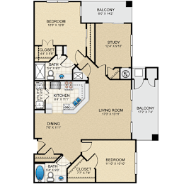 2 beds, 2 baths, 1,369 sqft, $1,928