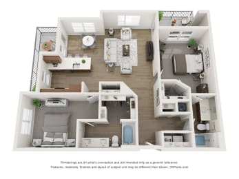 2 beds, 2 baths, 1,213 sqft, $2,170