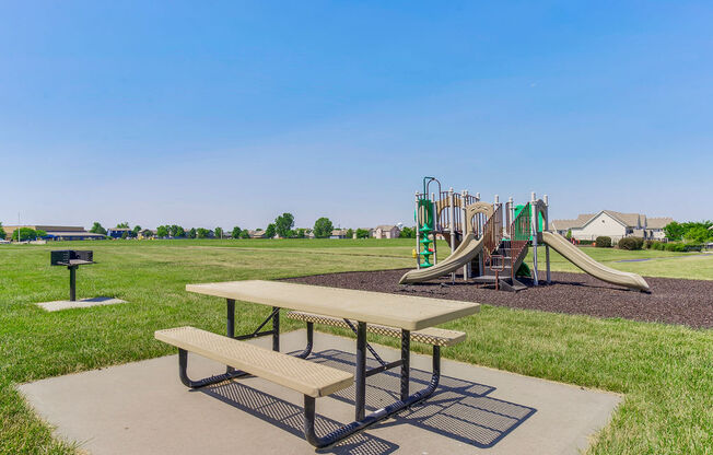 Picnic Table Near The Outdoor Playground Area