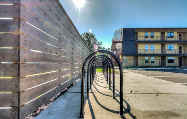 Bike Racks at Aviator at Brooks Apartments, Clear Property Management, Texas