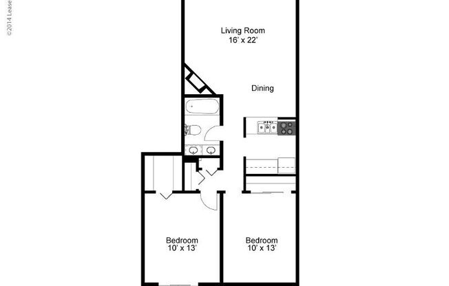 2 beds, 1 bath, 856 sqft, $1,070