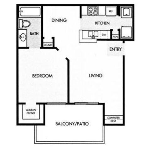 1 bed, 1 bath, 643 sqft, $1,515