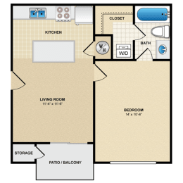 1 bed, 1 bath, 500 sqft, $1,046