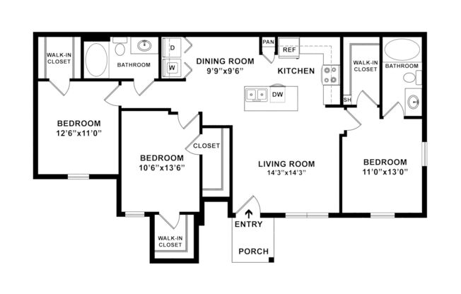 3 beds, 2 baths, 1,240 sqft, $2,085
