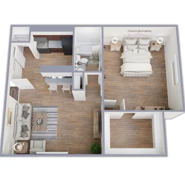 1 bed, 1 bath, 667 sqft, $1,100