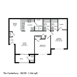 2 beds, 2 baths, 1,164 sqft, $1,795