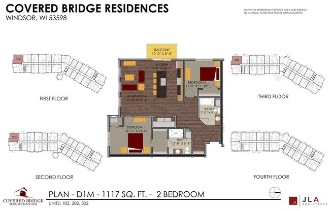 2 beds, 2 baths, 1,117 sqft, $2,039, Unit 302